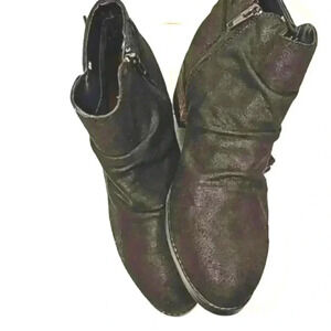 Bella Vita womens boots sz 8W brown chunky ankle slouchy western blocked casual